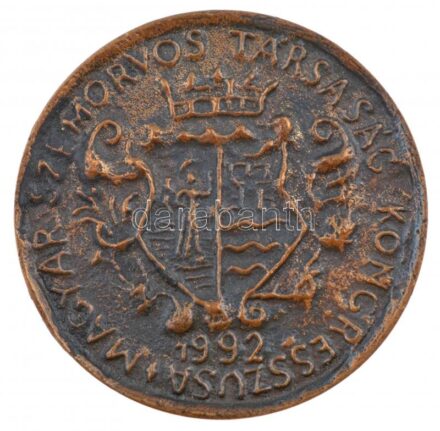 1992. 'Győr / Magyar Szemorvos Társaság Kongresszusa 1992' kétoldalas öntött bronz emlékérem (61mm) T:1- patina