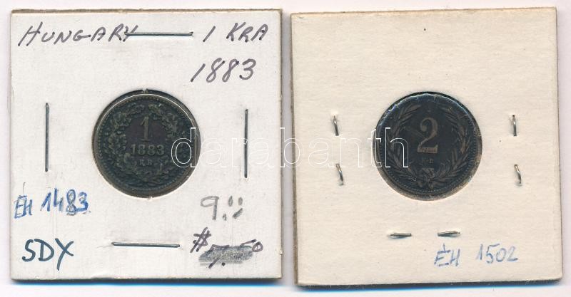 1883KB 1Kr Cu + 1899KB 2f Br T:2,2- Adamo M4.1, K2
