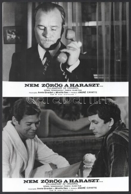 1973 ,,Nem zörög a haraszt - pillanatkép az orgiáról' című francia - olasz film jelenetei és szereplői, 7 db vintage produkciós filmfotó, ezüst zselatinos fotópapíron, 18x24 cm