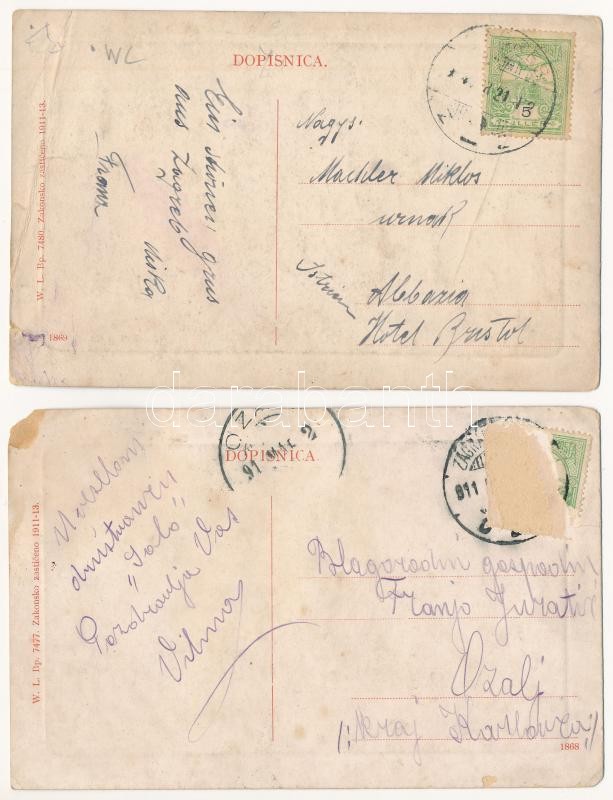 Zagreb, Zágráb; 4 db W.L. kiadású képeslap / 4 pre-1945 W.L. published postcards - Image 4