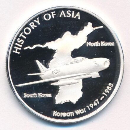 Cook-szigetek 2005. 1$ ezüstözött sárgaréz 'Ázsia történelme - Koreai háború' kapszulában, tanúsítvánnyal T:PP kis patina Cook Islands 2005. 1 Dollar silver plated brass 'History of Asia - Korean War' in capsule with certificate C:PP