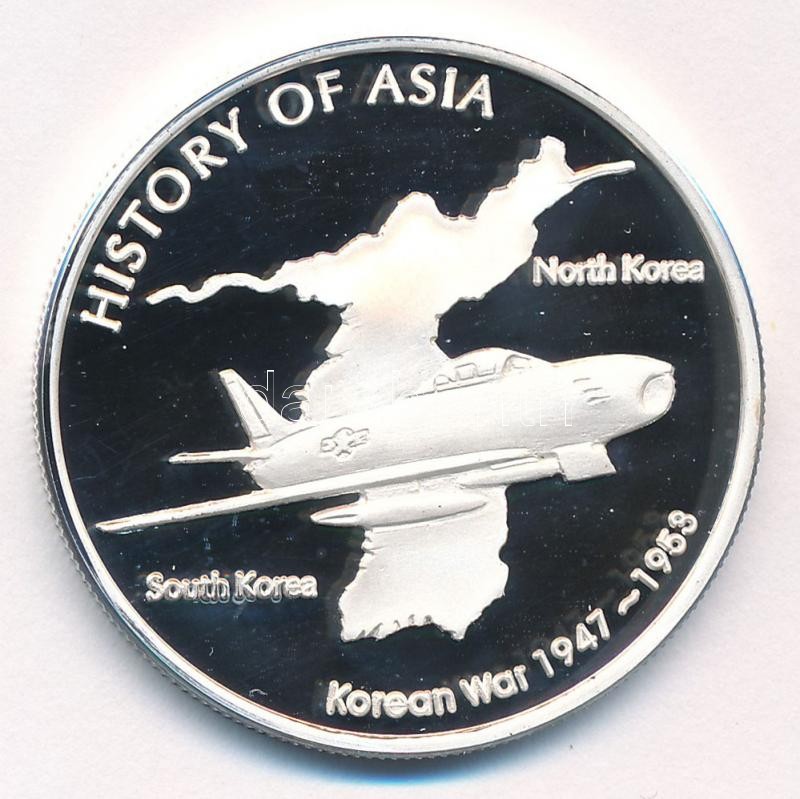 Cook-szigetek 2005. 1$ ezüstözött sárgaréz 'Ázsia történelme - Koreai háború' kapszulában, tanúsítvánnyal T:PP kis patina Cook Islands 2005. 1 Dollar silver plated brass 'History of Asia - Korean War' in capsule with certificate C:PP