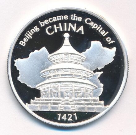 Cook-szigetek 2005. 1$ ezüstözött sárgaréz 'Ázsia történelme - Peking lesz Kína fővárosa - 1421' kapszulában, tanúsítvánnyal T:PP Cook Islands 2005. 1 Dollar silver plated brass 'History of Asia - Beijing became the Capital of China
