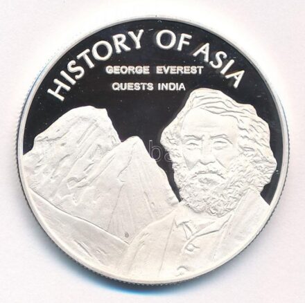 Cook-szigetek 2005. 1$ ezüstözött sárgaréz 'Ázsia történelme - George Everest Indiában' kapszulában, tanúsítvánnyal T:PP Cook Islands 2005. 1 Dollar silver plated brass 'History of Asia - George Everest quests India' in capsule with