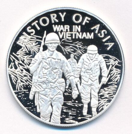 Cook-szigetek 2005. 1$ ezüstözött sárgaréz'Ázsia történelme - Vietnámi háború' kapszulában, tanúsítvánnyal T:PP Cook Islands 2005. 1 Dollar silver plated brass 'History of Asia - War in Vietnam' in capsule with certificate C:PP