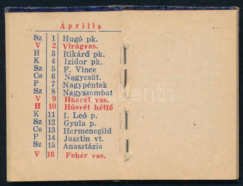 1944 Mini zsebnaptár, 5x3,5 cm - Image 2