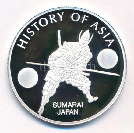 Cook-szigetek 2004. 1$ ezüstözött sárgaréz 'Ázsia történelme - Szamurájok' kapszulában, tanúsítvánnyal T:PP Cook Islands 2004. 1 Dollar silver plated brass 'History of Asia - Samurai (Sumarai) in capsule with certificate C:PP