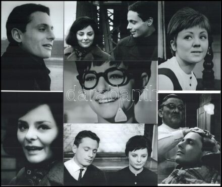 1965 ,,Álmodozások kora' című magyar film szereplői (köztük Bálint András, Halász Judit, Béres Ilona), 7 db mai nagyítás egy mozigépész hagyatékából, 15x10 cm