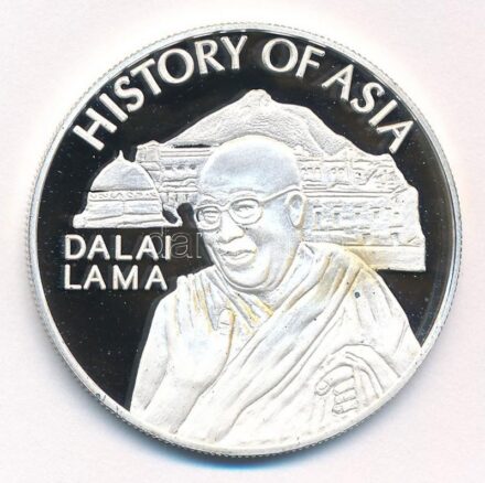 Cook-szigetek 2006. 1$ ezüstözött sárgaréz 'Ázsia történelme - Dalai Láma' kapszulában, tanúsítvánnyal T:PP fo., patina Cook Islands 2006. 1 Dollar silver plated brass 'History of Asia - Dalai Lama' in capsule with certificate C:PP