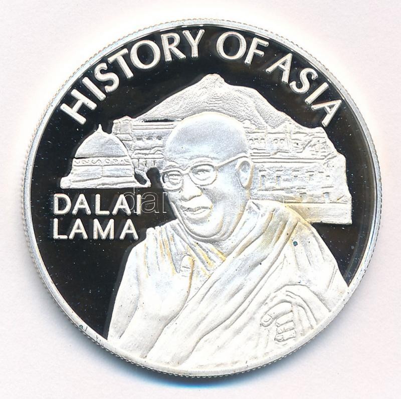 Cook-szigetek 2006. 1$ ezüstözött sárgaréz 'Ázsia történelme - Dalai Láma' kapszulában, tanúsítvánnyal T:PP fo., patina Cook Islands 2006. 1 Dollar silver plated brass 'History of Asia - Dalai Lama' in capsule with certificate C:PP