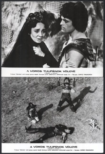 cca 1973 ,,A vörös tulipánok földje - Rusztem és Szuhrab' című szovjet film jelenetei és szereplői, 16 db vintage produkciós filmfotó, ezüst zselatinos fotópapíron, a használatból eredő - esetleges - kisebb hibákkal, 18x24 cm