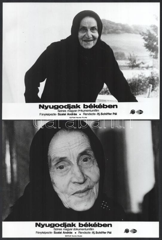 cca 1983 ,,Nyugodjak békében' című magyar dokumentumfilm jelenetei és szereplői, 5 db vintage produkciós filmfotó, ezüst zselatinos fotópapíron, a használatból eredő - esetleges - kisebb hibákkal, 18x24 cm - Image 2