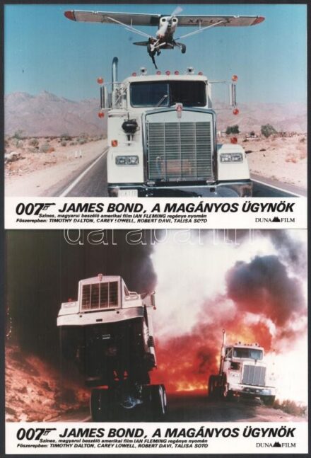 cca 1989 ,,007 James Bond, a magányos ügynök' című amerikai film jelenetei és szereplői, 13 db vintage produkciós filmfotó, a használatból eredő - esetleges - kisebb hibákkal, 18x24 cm