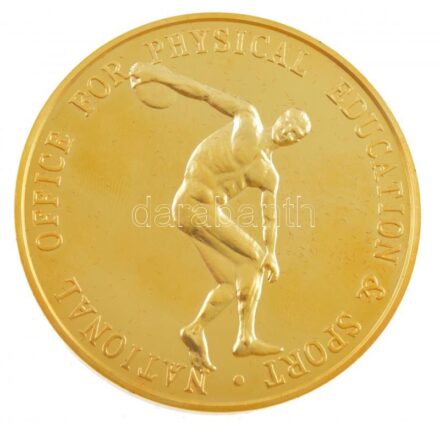 DN 'Office for Physical Education & Sports / Republic of Hungary' aranyozott, kétoldalas emlékérem, eredeti műanyag tokban (65mm) T:PP ujjlenyomat