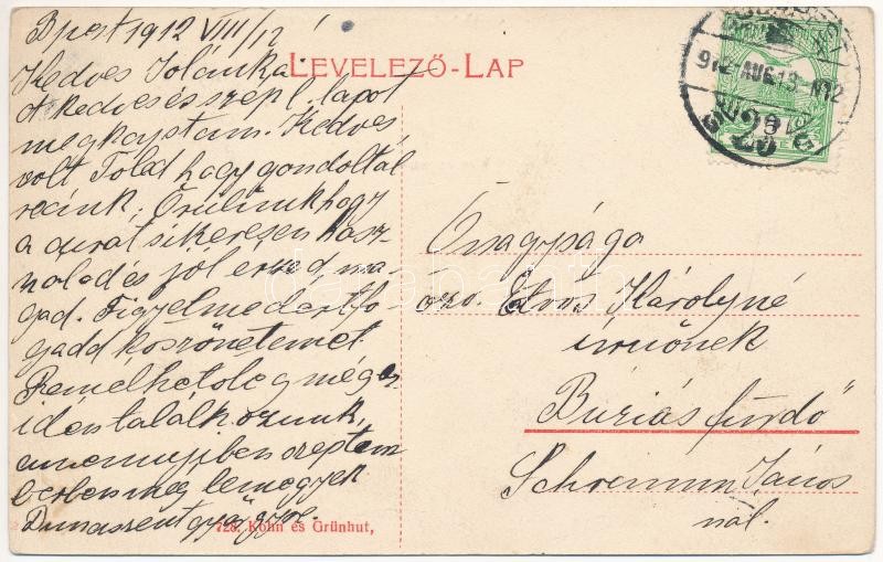 1912 Budapest XII. Városmajor utca 30-al szemben Bányász Ágoston üzlete a Városmajor utca 27. szám alatt, lovashintó. Kohn és Grünhut kiadása - Image 2