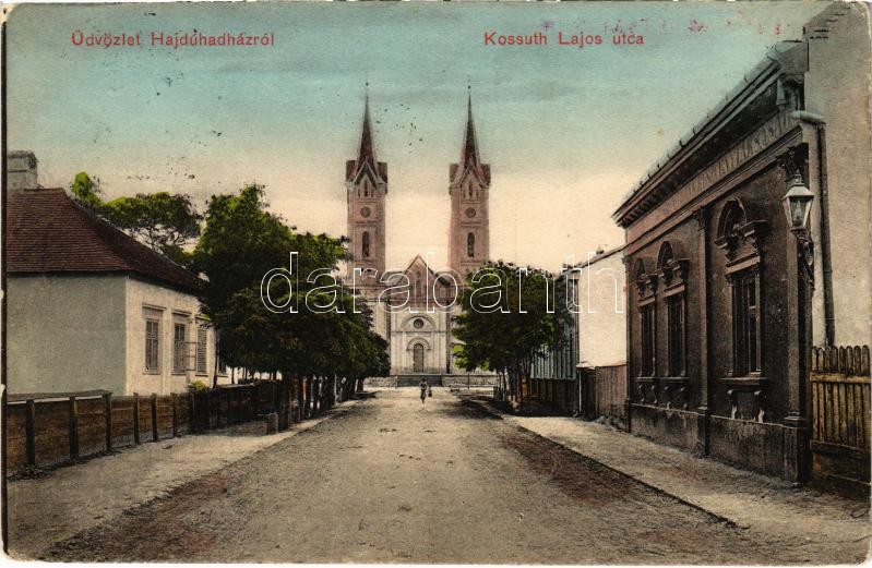 1910 Hajdúhadház, Kossuth Lajos utca, templom. W.L. Bp. 2181. Florovitz Lajos (EK)