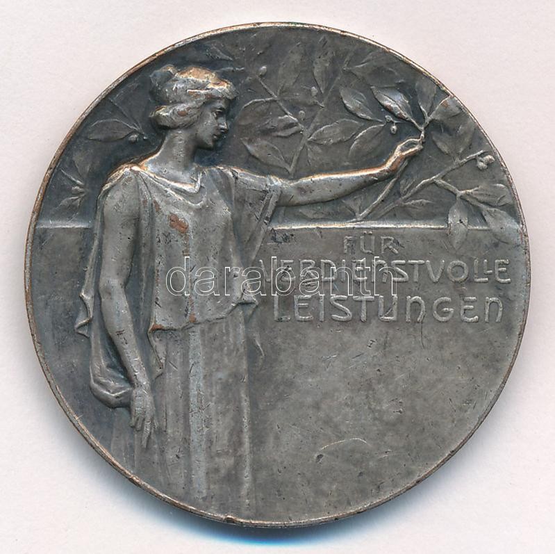 Ausztria ~1930. 'Kiváló teljesítményért' ezüstözött Br kutyás díjérem (40mm) T:2- Austria ~1930. 'Fo meritorious achievement' silver plated Br dog award medal (40mm) C:VF
