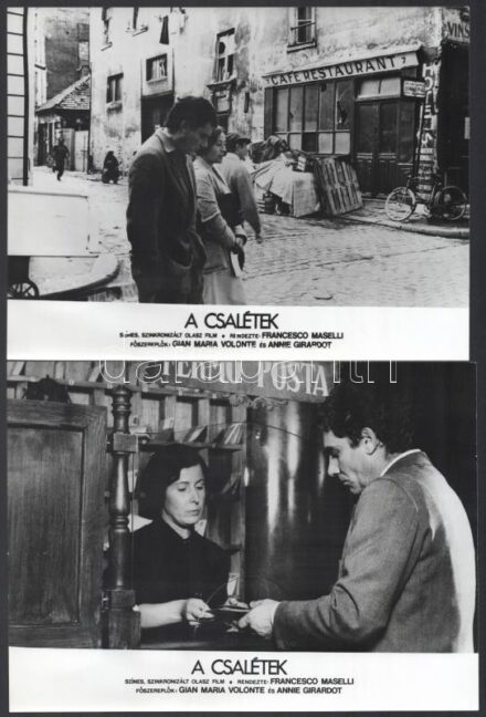 cca 1975 ,,A csalétek' című olasz film jelenetei és szereplői (köztük Gia Maria Volonte és Annie Girardot), 17 db vintage produkciós filmfotó, ezüst zselatinos fotópapíron, a használatból eredő - esetleges - kisebb hibákkal, 18x24