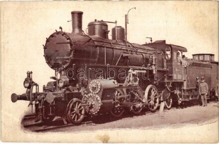 Magyar Királyi Államvasutak legújabb 324. sorozatú gyorstehervonatú mozdonya. Kiadja a Gőzmozdony / Locomotive of the Hungarian State Railways (EK)