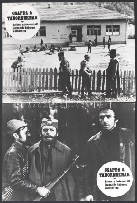 cca 1979 előtt készült, ,,Csapda a tábornoknak' című jugoszláv háborús kalandfilm jelenetei és szereplői, 13 db vintage produkciós filmfotó, ezüst zselatinos fotópapíron, a használatból eredő - esetleges - kisebb hibákkal, 18x24