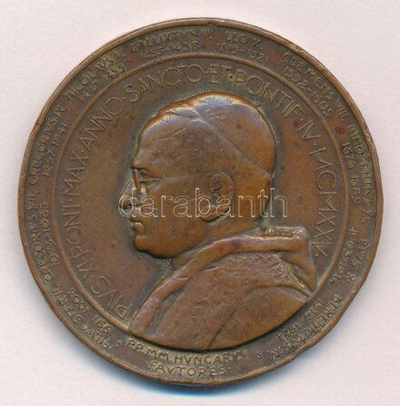Berán Lajos (1882-1943), Rejőd Tiborc (1892-1972) DN 'IX. Pius' aranyozott bronz emlékérem (45mm) T:3 aranyozás lekopott, ph.