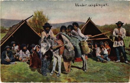 Vándorló cigány. Zeidner H. kiadása, Brassó (Kronstadt). Erdélyi népviseletek 11. sz. / Transylvanian gypsy folklore