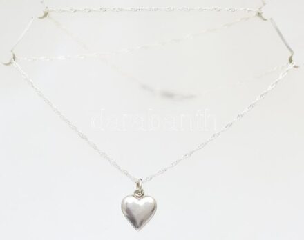 Ezüst(Ag) walles nyaklánc, szív függővel, jelzett, h: 39,5 cm, 1,5×1 cm, nettó: 2 g