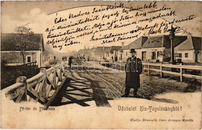 1902 Kistapolcsány, Topolcianky; Fő tér és utca. Brunczlik Imre kiadása / main square and street (fl)