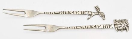 Ezüst(Ag) 2 db mexikói sajtvilla, jelzett, h: 11 és 13 cm, nettó: 13,9 g