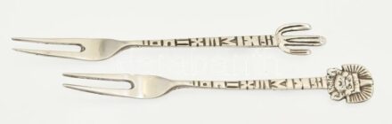 Ezüst(Ag) 2 db mexikói sajtvilla, jelzett, h: 11 és 10,5 cm, nettó: 13,2 g