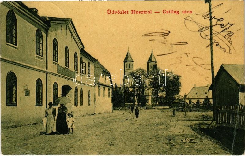 1907 Huszt, Chust, Khust (Máramaros); Csillag utca. Ausländer Ignác kiadása 1923. (W.L. ?) / street (EK)