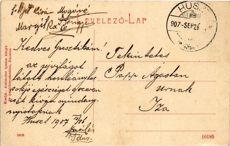 1907 Huszt, Chust, Khust (Máramaros); Csillag utca. Ausländer Ignác kiadása 1923. (W.L. ?) / street (EK) - Image 2