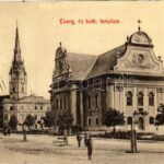 1909 Igló, Zipser Neudorf, Spisská Nová Ves; Evangélikus és katolikus templom. W.L. Bp. 2797. / churches