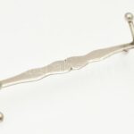 Ezüst(Ag) késbak, jelzett, h: 9,5 cm, nettó: 27,4 g