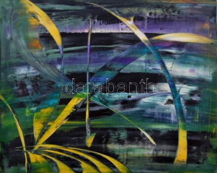 Baján Ildikó (1963-): Modern kalligráfia (cím nélkül). Akril, farost. 40x50 cm