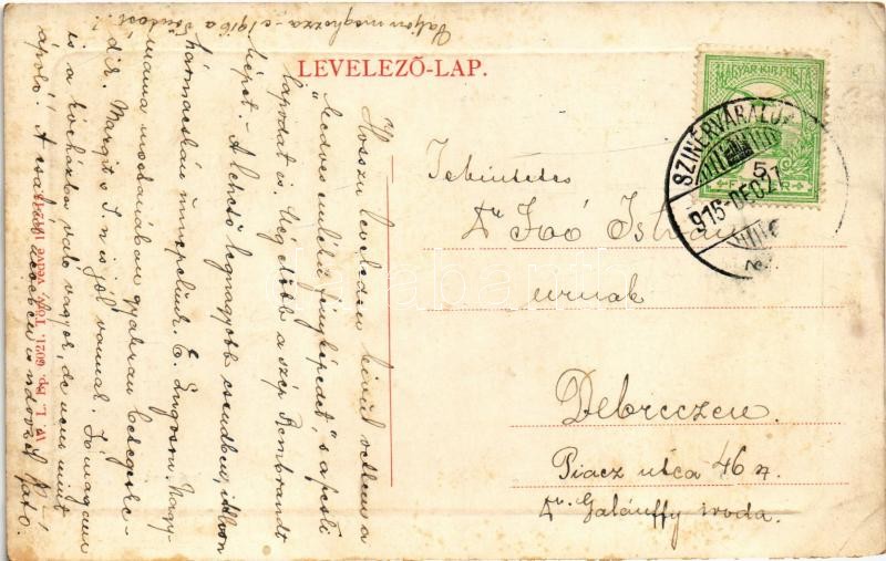 1915 Szinérváralja, Seini; Rákóczi utca, templom. W.L. Bp. 6021. / street, church (EK) - Image 2