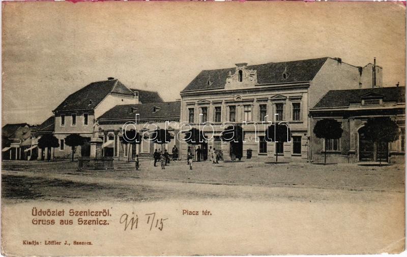 1911 Szenice, Szenicz, Senitz, Senica; Piac tér. Löffler J. kiadása / square (EK)