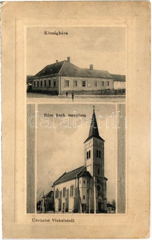 1918 Vízkelet, Cierny Brod; községháza, Római katolikus templom. Grünwald M. kiadása / town hall, church (EK)