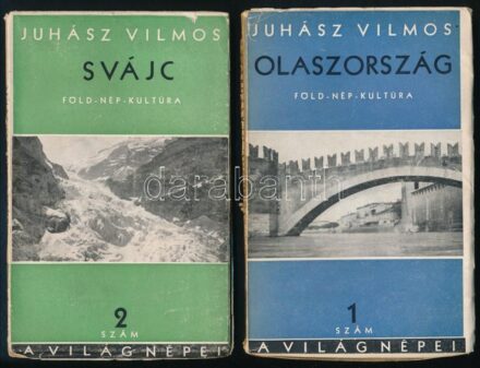 Juhász Vilmos - A világ népei sorozat 4 kötete: Olaszország, Svájc, Japán, Ausztrália. (1-4. sz.) Bp., 1933, Pantheon. Kihajtható térképekkel. Papírkötésben, vegyes állapotban, sérülésekkel.