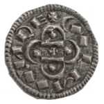 1095-1116. Denár Ag 'Kálmán' (0,54g) T:1- Hungary 1095-1116. Denar Ag 'Coloman' (0,54g) C:AU Huszár: 41., Unger I.: 34.