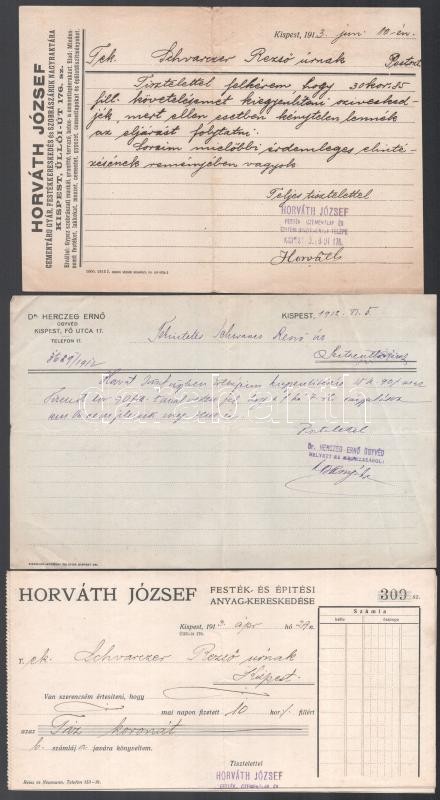 cca 1910 5 db klf fejléces és grafikus számla és levélpapír