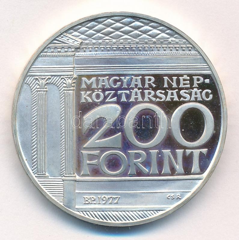 1977. 200Ft Ag 'Nemzeti Múzeum' T:1- (eredetileg PP) ujjlenyomatos Adamo EM55 - Image 2