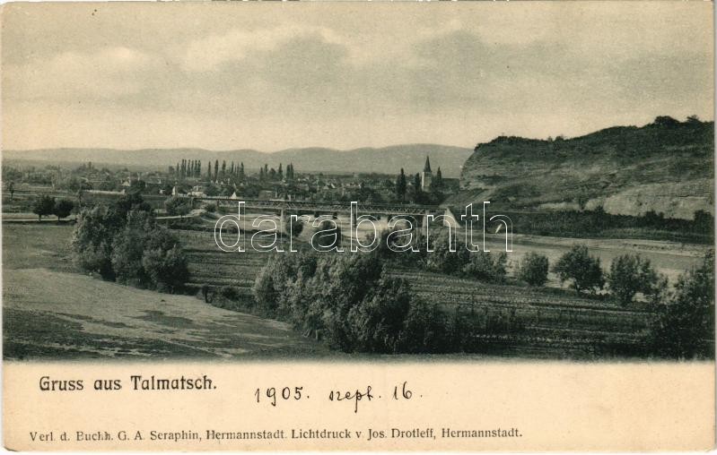 Nagytalmács, Talmács, Talmaciu, Talmatsch (Szeben); vasúti híd / railway bridge. G.A. Seraphin, Jos. Drotleff
