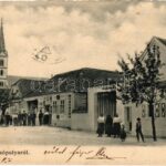 1907 Alsópulya, Dolnja Pulja, Unterpullendorf (Répcesarud-Alsópulya, Frankenau-Unterpullendorf); Hauptstrasse, Kirche, Warenhandlung / Fő utca, templom, üzlet. Hawrlant Károly kiadása / main street, church, shop (fa)
