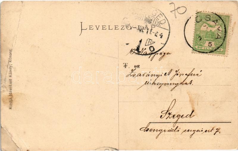 1907 Alsópulya, Dolnja Pulja, Unterpullendorf (Répcesarud-Alsópulya, Frankenau-Unterpullendorf); Hauptstrasse, Kirche, Warenhandlung / Fő utca, templom, üzlet. Hawrlant Károly kiadása / main street, church, shop (fa) - Image 2