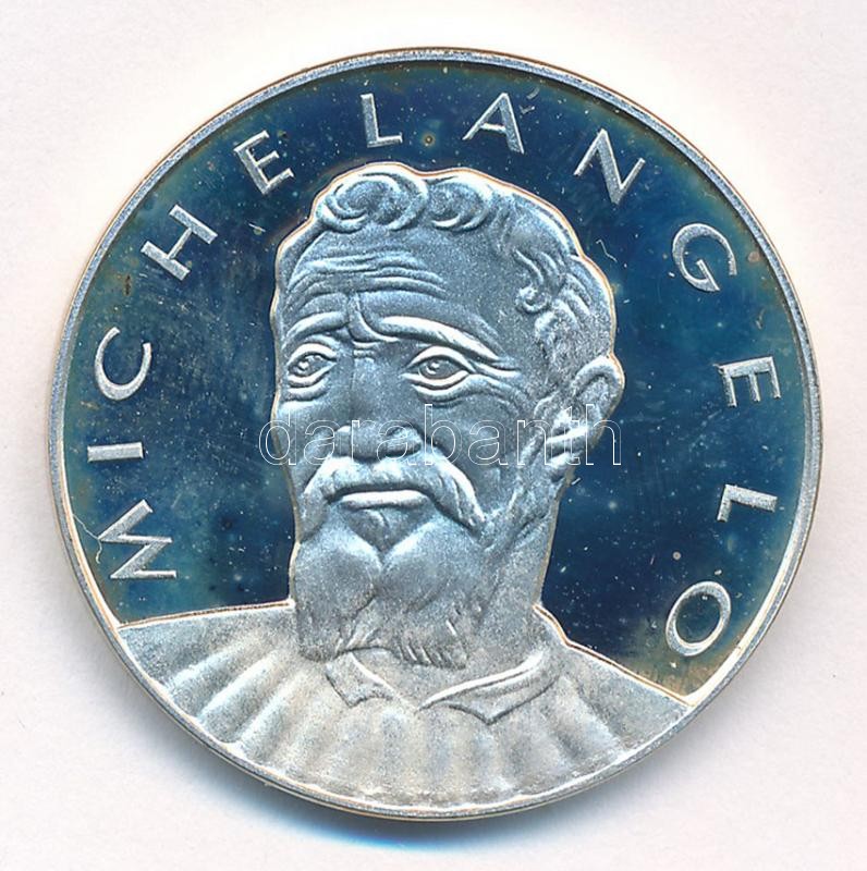 Kiss Kovács Gyula (1922-1984) DN 'Michelangelo' kétoldalas jelzett Ag emlékérem (16,22g/0.925/32mm) T:1- (PP) ujjlenyomat