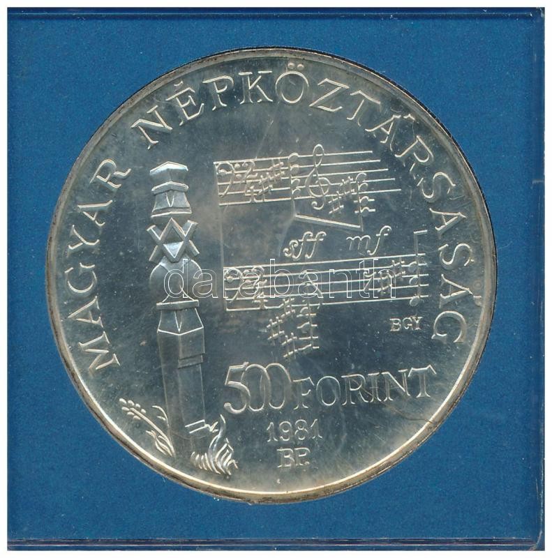 1981. 500Ft Ag 'Bartók Béla' MNB tokban T:BU patina Adamo EM62 - Image 2