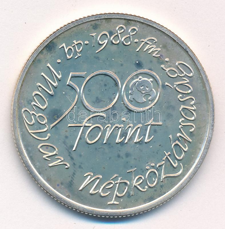 1988. 500Ft Ag 'Világ vadvédelmi alap' T:BU patina Adamo EM100 - Image 2