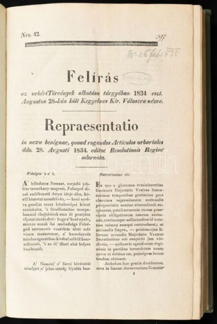 1834-1836 Urbárium, két kötet, egészvászon kötésben