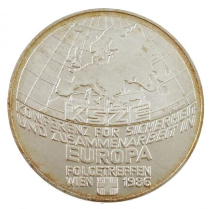 Ausztria 1986. 500Sch Ag 'Európai Biztonsági és Együttműködési Konferencia' T:1- (PP) fo. Austria 1986. 500 Schilling Ag 'KSZE - European Conference on Security and Cooperation' C:AU (PP) spotted Krause KM#2979